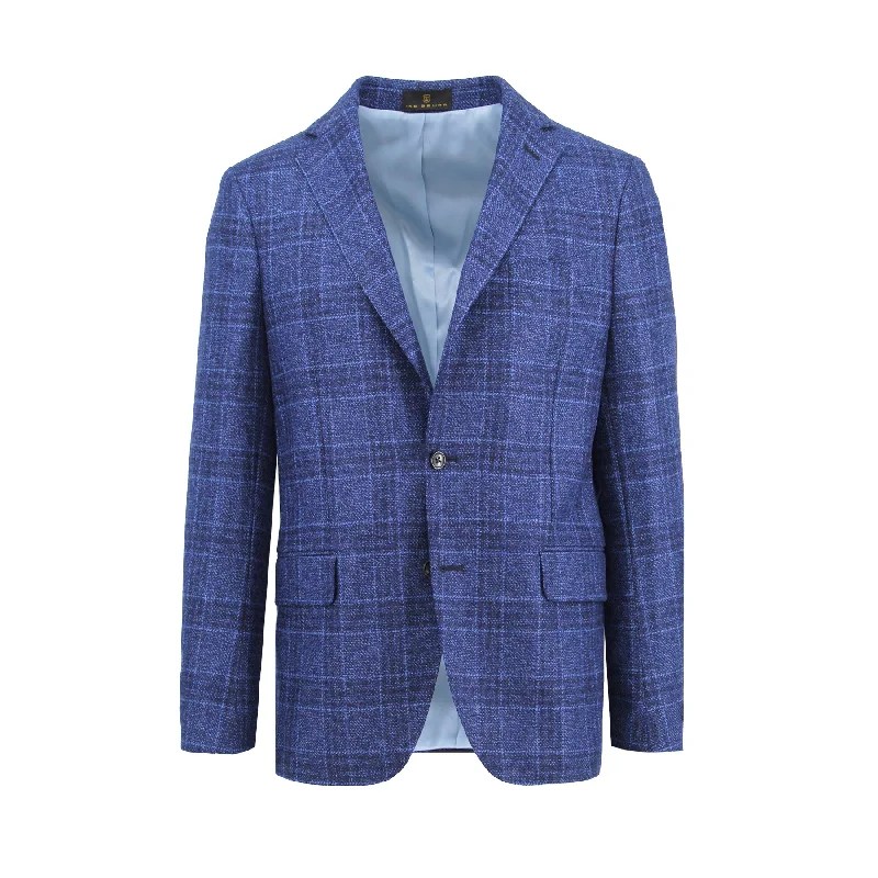 women’s fashion trends for 2025 -Light Navy Check Cashmere Sport Coat