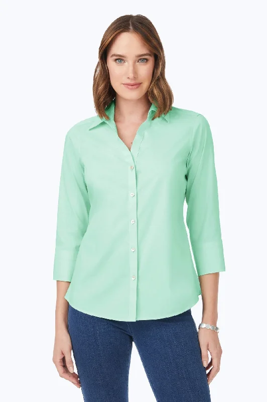 women’s fashion trends for 2025 -Mary Stretch No Iron 3/4 Sleeve Shirt, Sea Mist