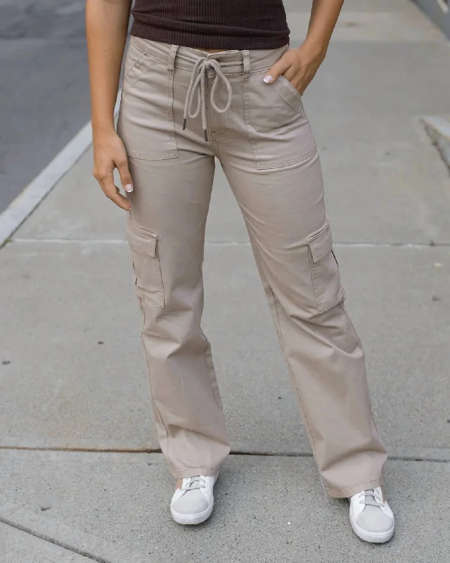 stylish jumpsuits for women’s fashion -Sueded Twill Cargo Pant In Khaki