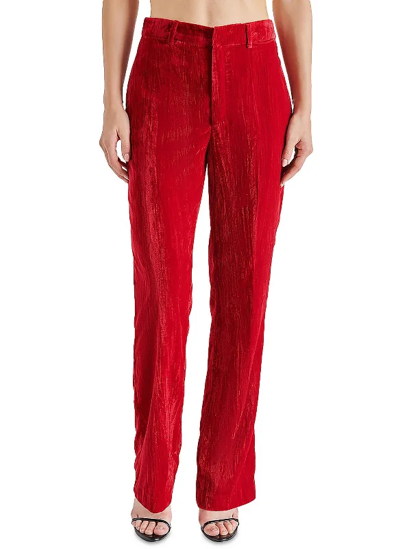 fashionable women’s winter coats -Mercer Womens Crushed Velvet Dressy Straight Leg Pants