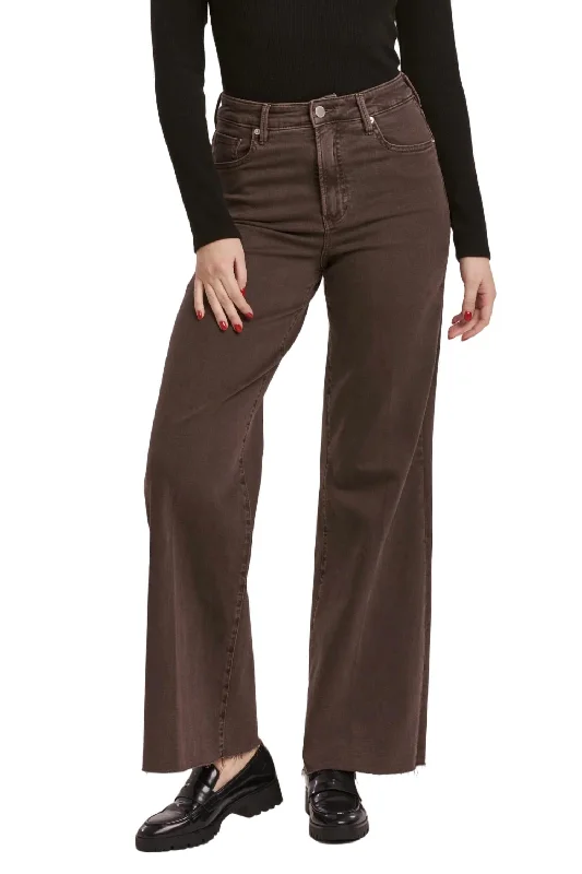 trendy blouses for women in 2025 -Fiona High Rise Wide Leg Pant In Mocha Brown