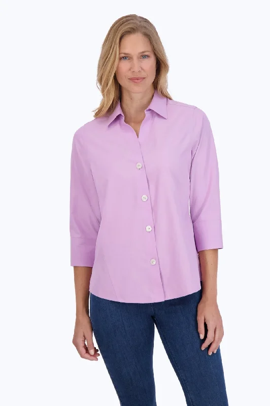 best women’s coats for winter style -Paityn Pinpoint No Iron 3/4 Sleeve Shirt, Soft Violet