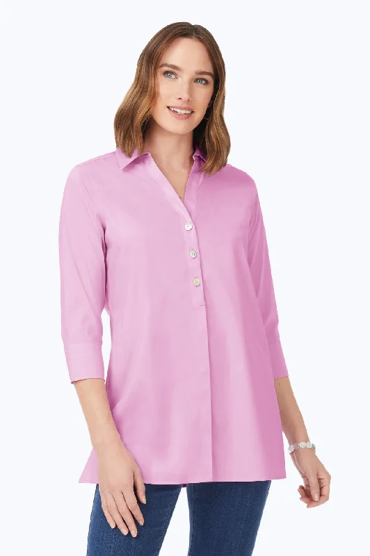 elegant women’s evening wear for parties -Pamela Stretch No Iron 3/4 Sleeve Tunic, Orchid Bouquet