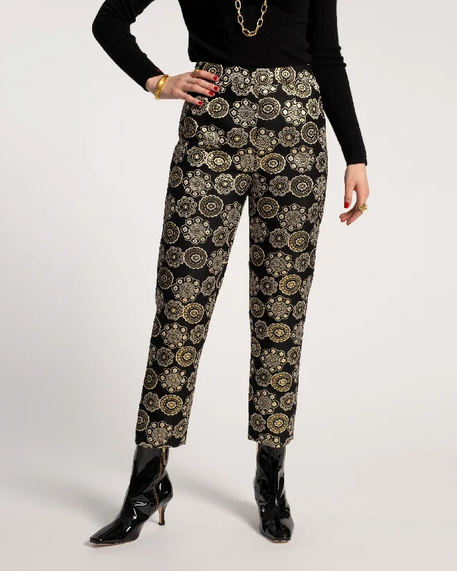 stylish women’s shirts for casual outfits -Lucy Pant Large Floral Metallic Jacquard