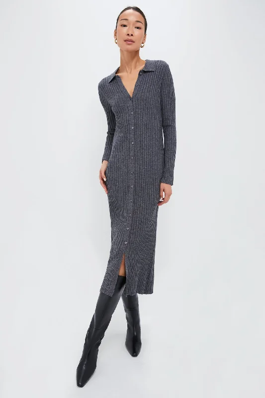 top-rated women’s outerwear coats -Medium Heather Gray Long Sleeve Alice Ribbed Dress