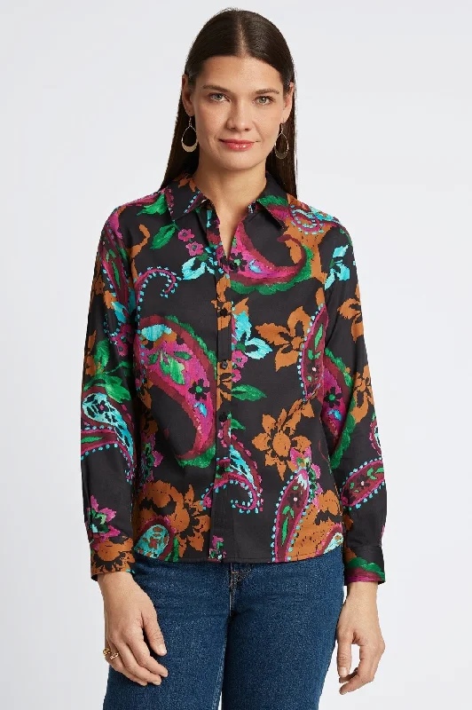 stylish women’s dresses for evening parties -Hampton No Iron Painted Paisley Shirt