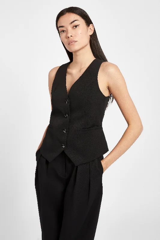 comfortable loungewear for women -Boxy Waistcoat - Black