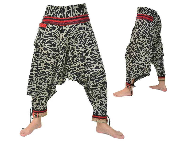 trendy pants for women in 2025 -Samurai Style Harem Pants Men Women Black Grey