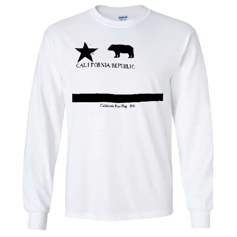 stylish women’s shirts for casual outfits -Old California Bear Flag 1846 Black Print Long Sleeve Shirt