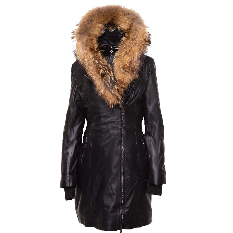 trendy women’s clothing for formal events -Ulva Fur Trimmed women's parka coat with Real fox fur hoodie