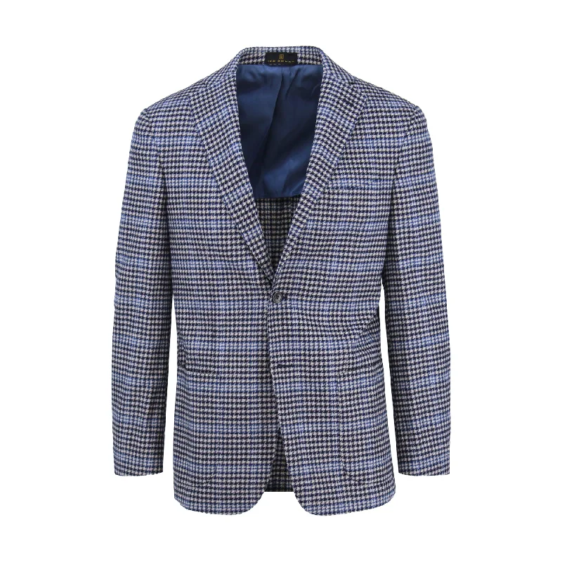 stylish women’s dresses for evening parties -Dark Navy & White Houndstooth Cashmere Sport Coat