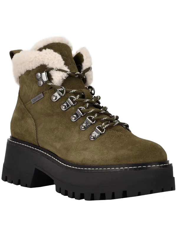 trendy sneakers for women’s casual style -Kristel Womens Faux Fur Lace-up Ankle Boots