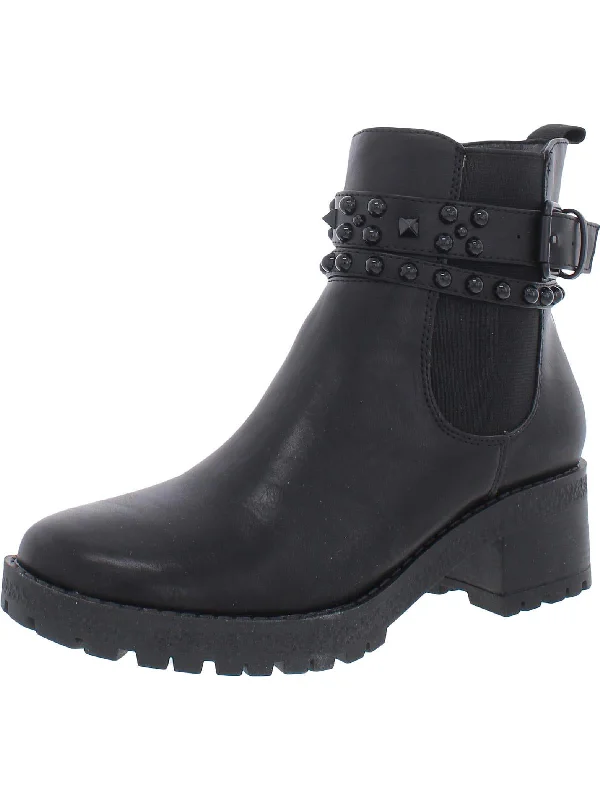 trendy women’s boots for winter -Noe Womens Faux Leather Studded Booties