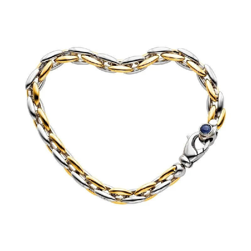 fashionable silver rings for women -14k Two Tone Gold 7 1/2 inch Oval Link Bracelet with Sapphire