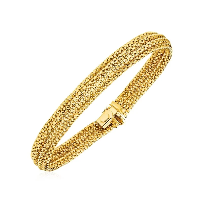 elegant engagement rings for women -14k Two Tone Gold 7 1/4 inch Multi Strand Textured Bracelet