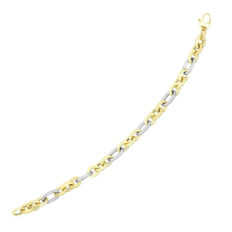 elegant bracelets for women’s parties -14k Two-Tone Gold Long and Short Style Oval Link Bracelet