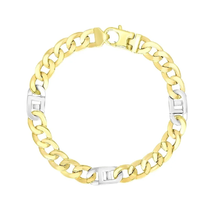 personalized gemstone jewelry for gifts -14k Two-Tone Gold Men's Bracelet with Curb Design Chain