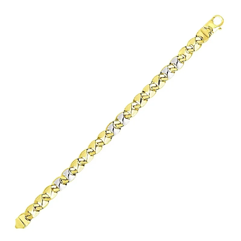 best pearl bracelets for weddings -14k Two-Tone Gold Men's Bracelet with Mariner Motif Links