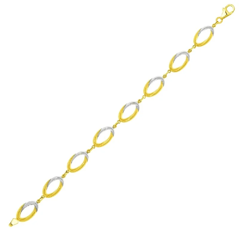 stylish charm necklaces for women -14k Two-Tone Gold Twisted Oval Link Chain Bracelet