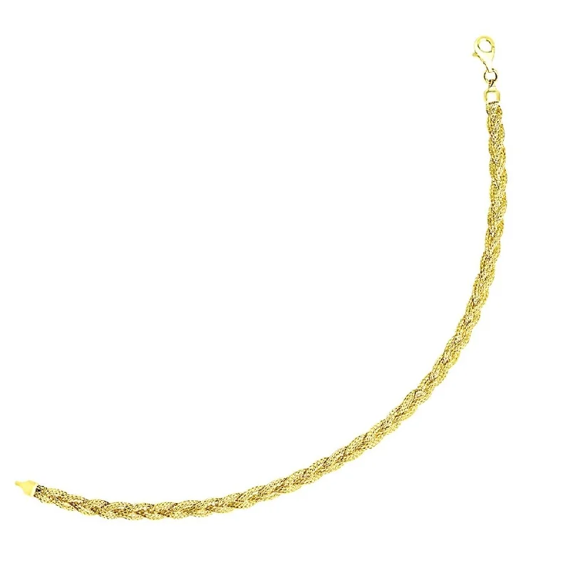 luxury necklaces for women’s evening wear -14k Yellow Gold Braided Style Fox Chain Bracelet