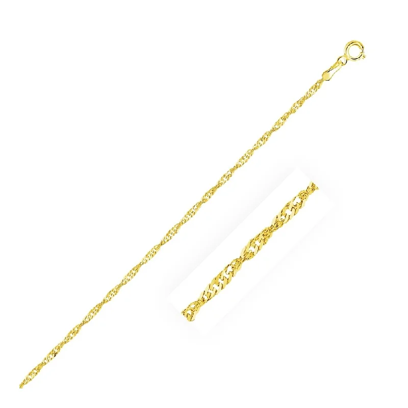 trendy bracelets for women’s fashion -14k Yellow Gold Singapore Bracelet 1.7mm