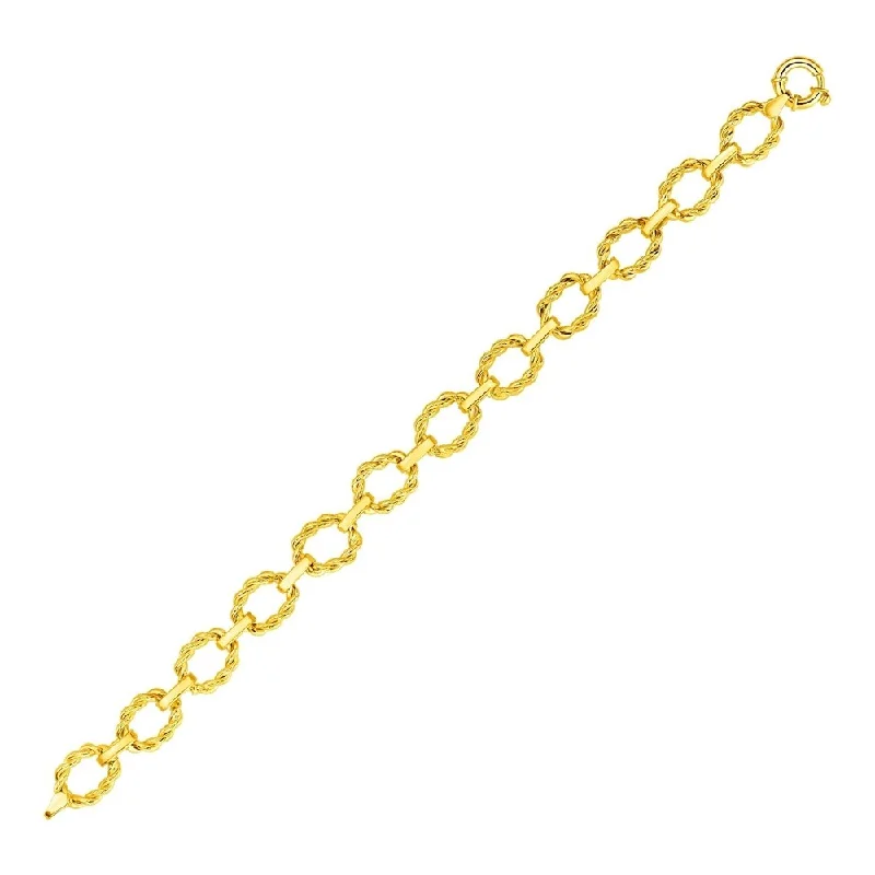 elegant cocktail jewelry for women -14k Yellow Gold Twisted Oval Link Bracelet