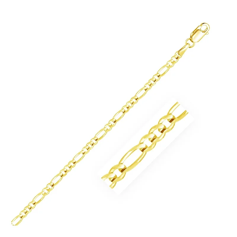 elegant jewelry for brides -3.1mm 14k Yellow Gold Solid Figaro Bracelet