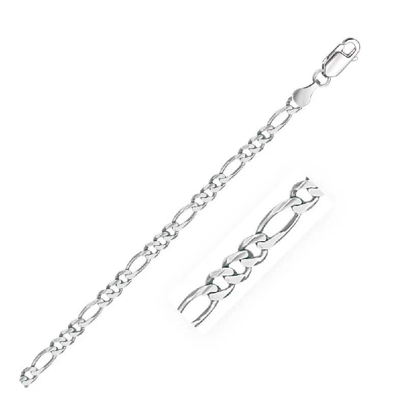 luxurious pearl necklaces for women -3.8mm 14k White Gold Solid Figaro Bracelet