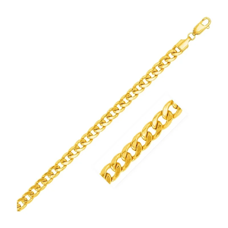 trendy gold bracelets for casual outfits -5.3mm 14k Yellow Gold Light Miami Cuban Bracelet