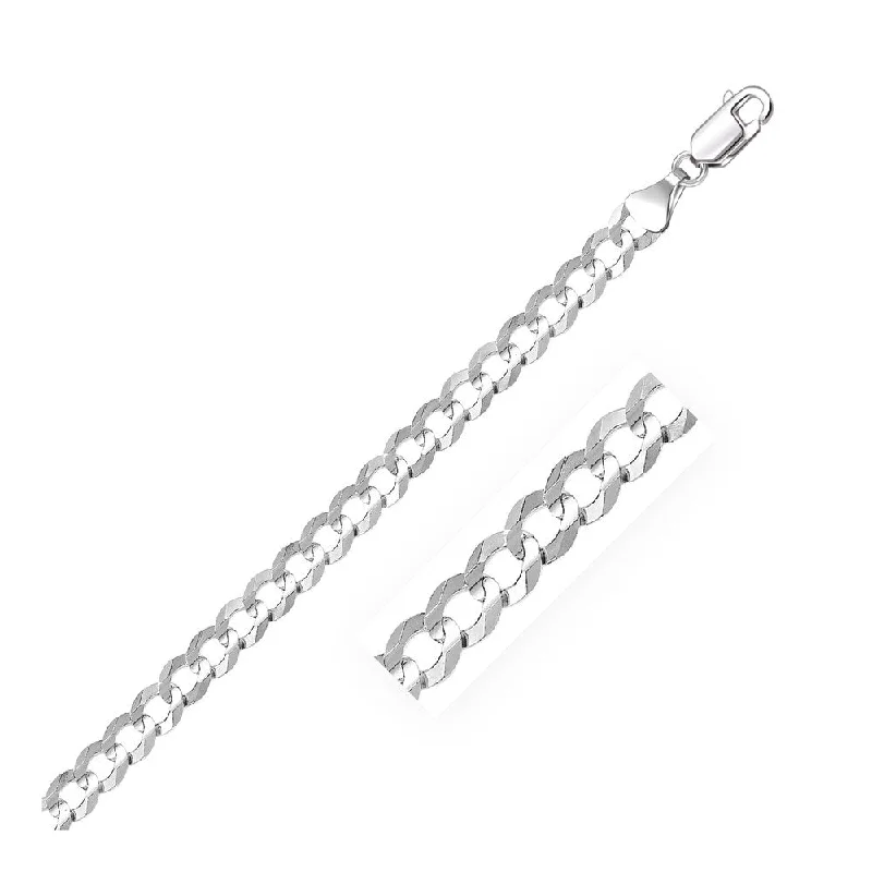 best pearl bracelets for weddings -5.7mm 14k White Gold Solid Curb Bracelet