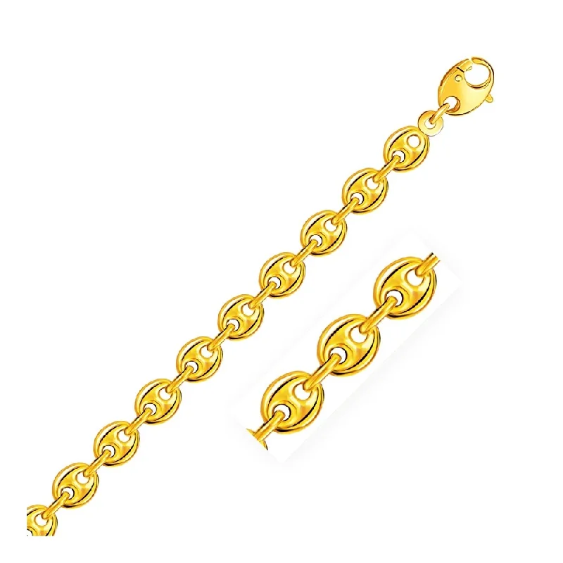 trendy necklaces for women’s outfits -6.9mm 14k Yellow Gold Puffed Mariner Link Bracelet