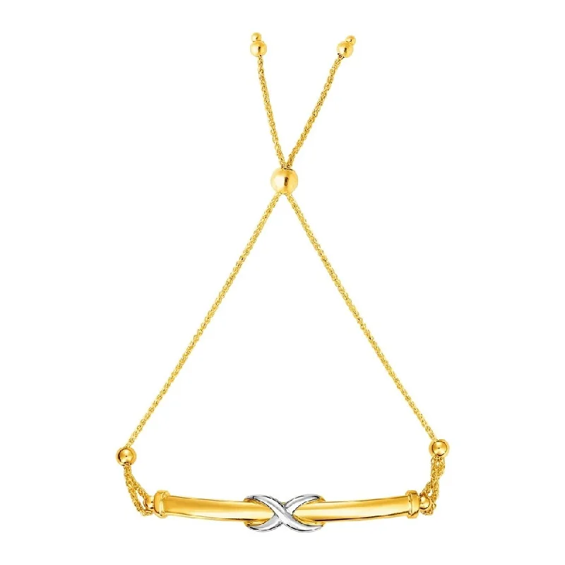 best jewelry for elegant events -Adjustable Friendship Bracelet with Infinity Motif in 14k Yellow and White Gold