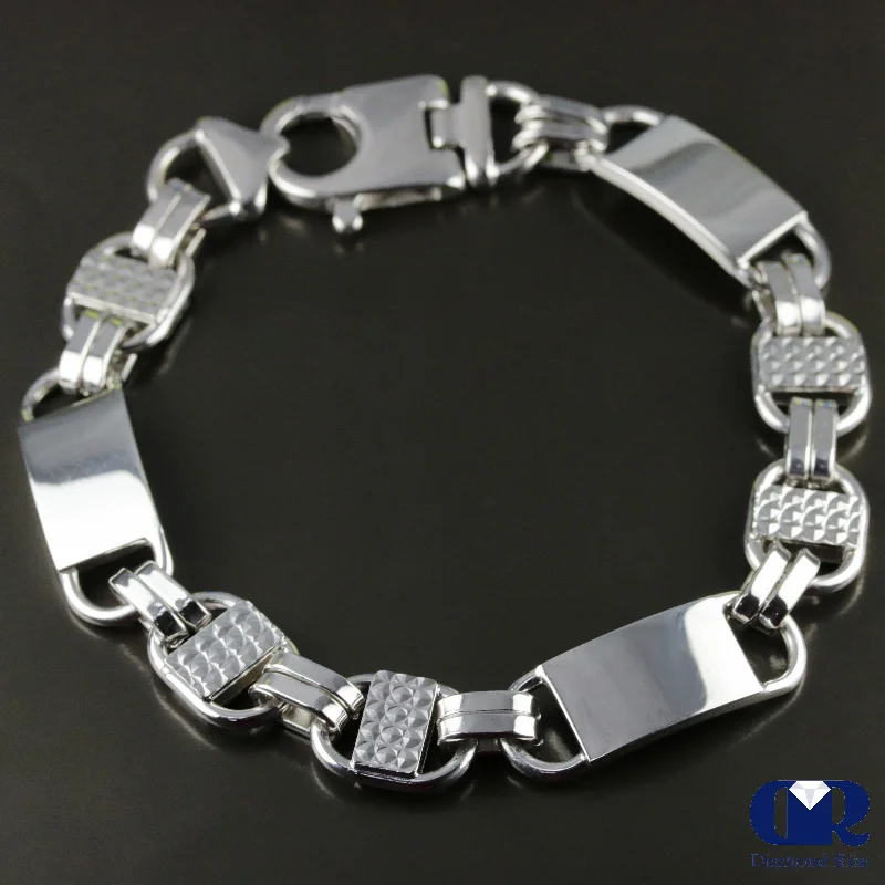 stylish silver bracelets for women -Men's 10 mm Heavy 10K White Gold Byzantine Chain Bracelet