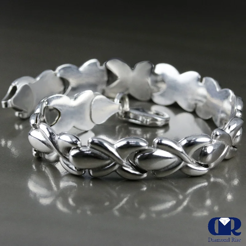 best jewelry sets for special occasions -Men's 10K White Gold Unique Twisted Style Chain Link Bracelet