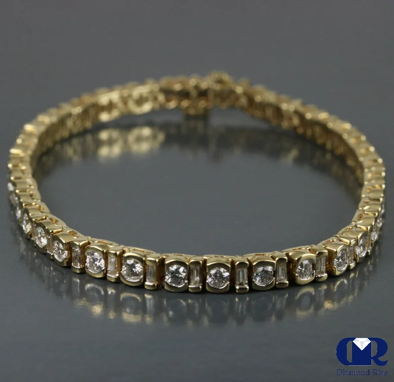 stylish earrings for casual wear -Men's 6.00 Carat Diamond Tennis Bracelet In 14K Yellow Gold