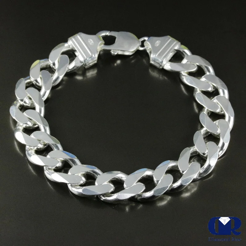 custom-designed jewelry for women -Men's Solid 14K White Gold 12 mm Miami Cuban Chain Bracelet 8"