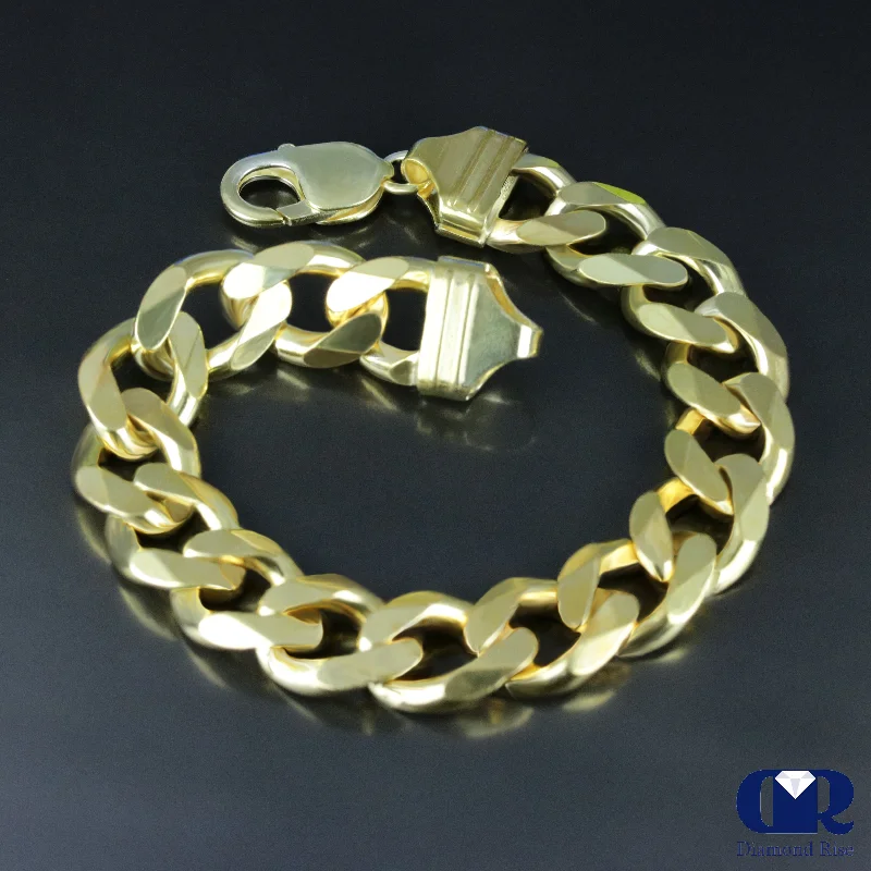 best silver bracelets for women -Men's Solid 14K Yellow Gold 12 mm Miami Cuban Chain Bracelet 8"