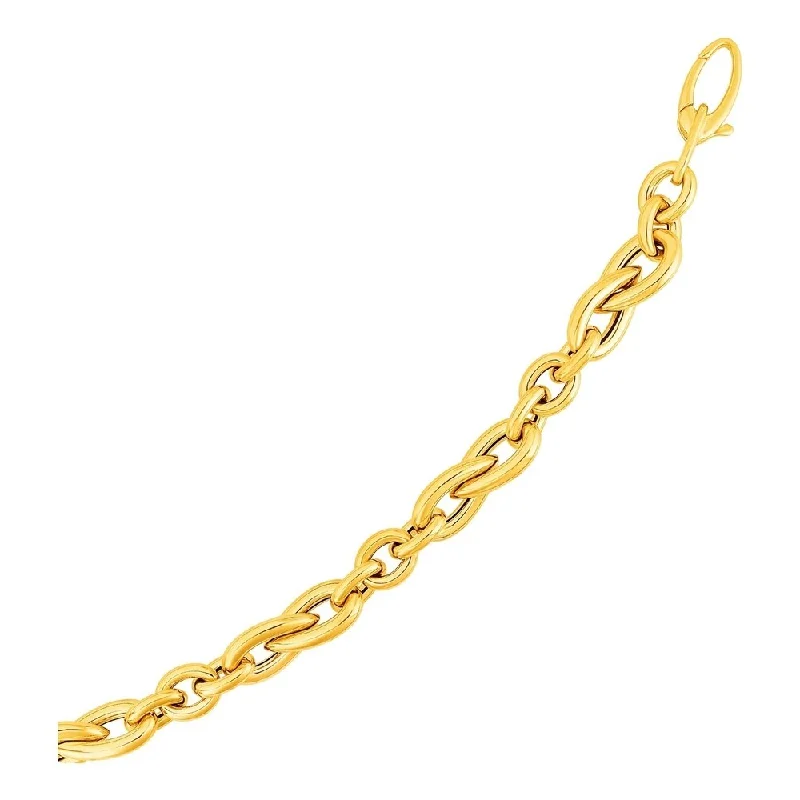 affordable jewelry for everyday fashion -Teardrop and Round Link Bracelet in 14k Yellow Gold