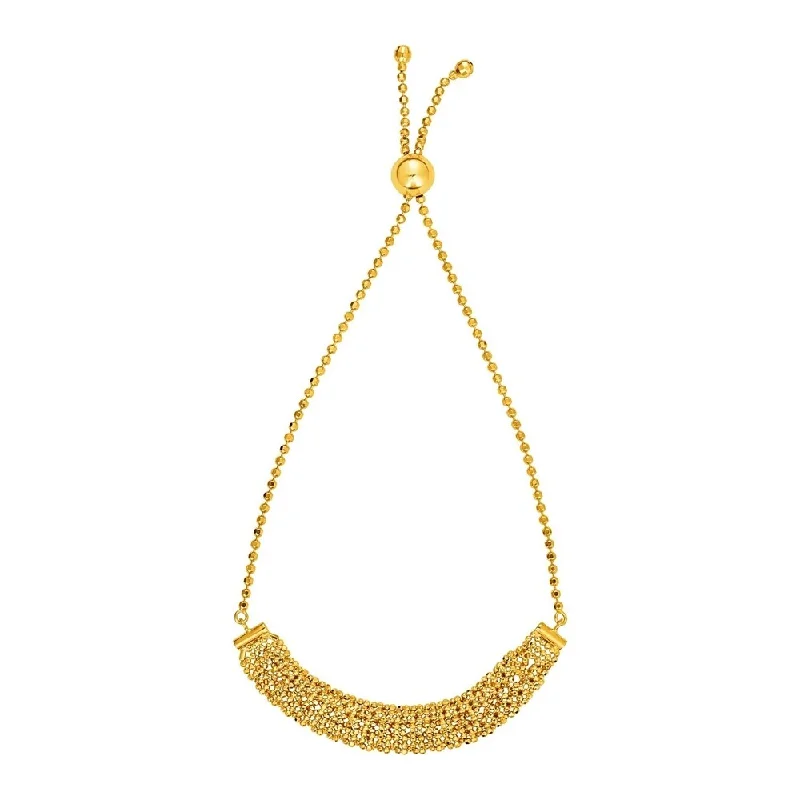 best jewelry for bridesmaids gifts -Textured Chain Motif Adjustable Bracelet in 14k Yellow Gold