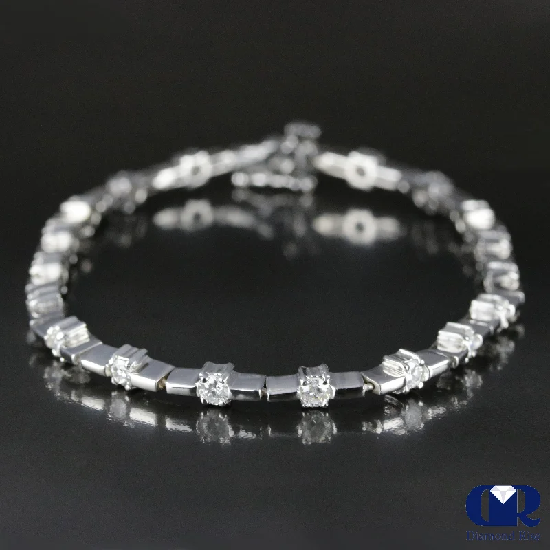 high-end jewelry for special occasions -Women's 1.80 Carat Round Cut Diamond Tennis Bracelet In 14K White Gold