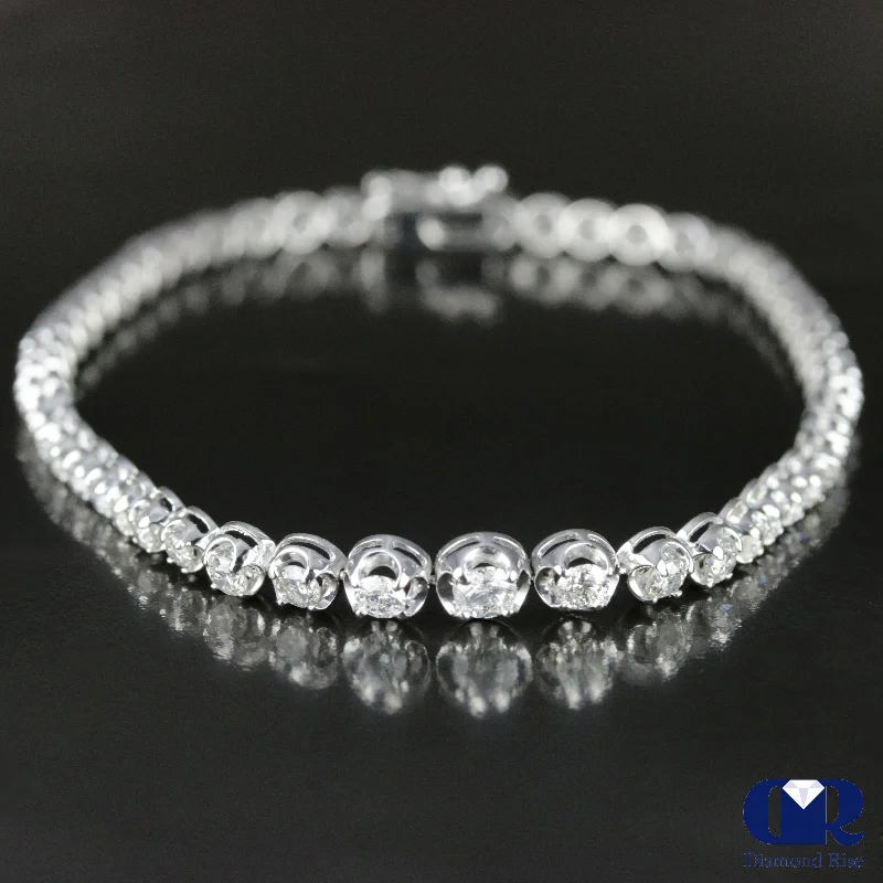 elegant diamond bracelets for special events -Women's 2.49 Carat Round Cut Diamond Tennis Bracelet In 14K White Gold