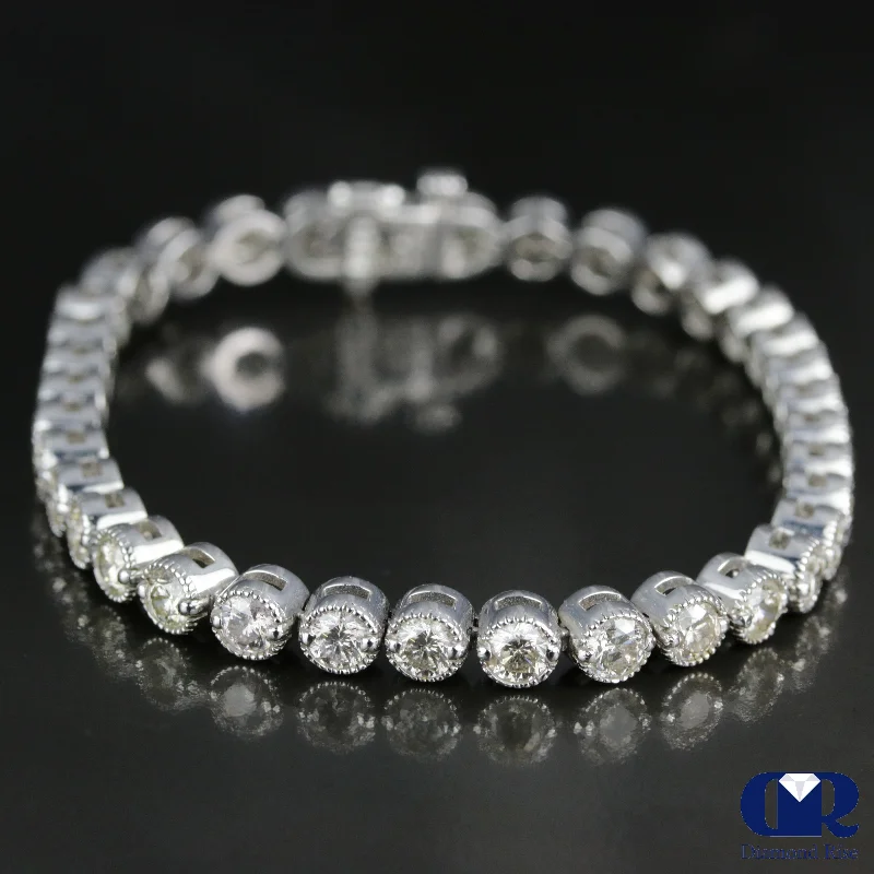 elegant earrings for weddings and events -Women's 9.36 Carat Round Cut Diamond Tennis Bracelet In 14K White Gold