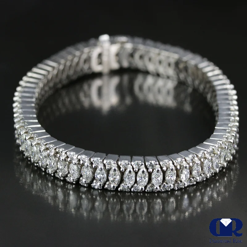 affordable wedding bands for couples -Heavy 11.42 Carat Diamond Tennis Bracelet In 14K White Gold