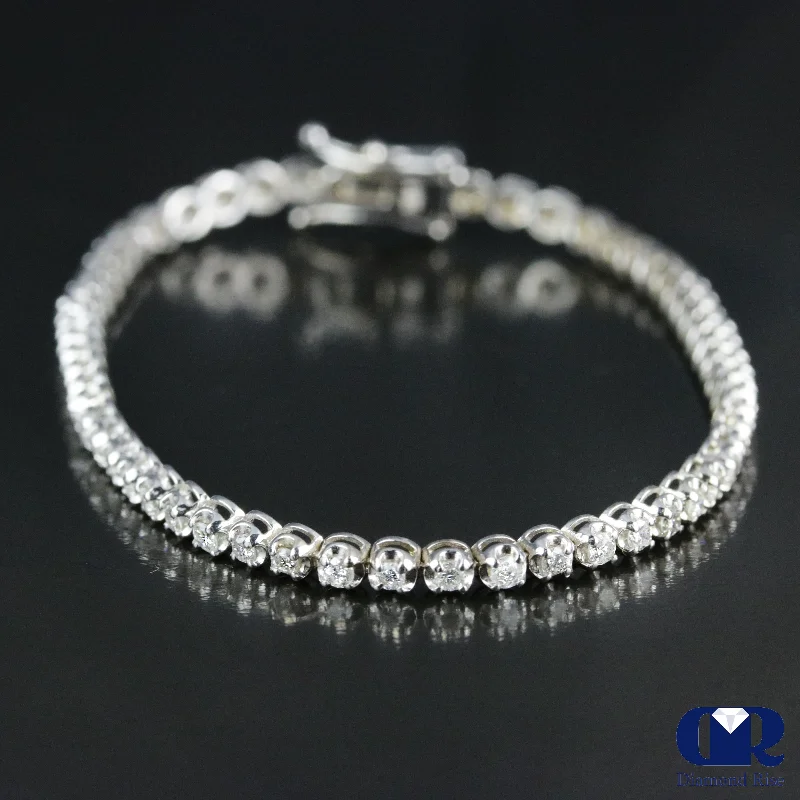 chic women’s rings for evening events -Women's Natural 1.53 Carat Round Cut Diamond Tennis Bracelet 14K White Gold 6 1/2"