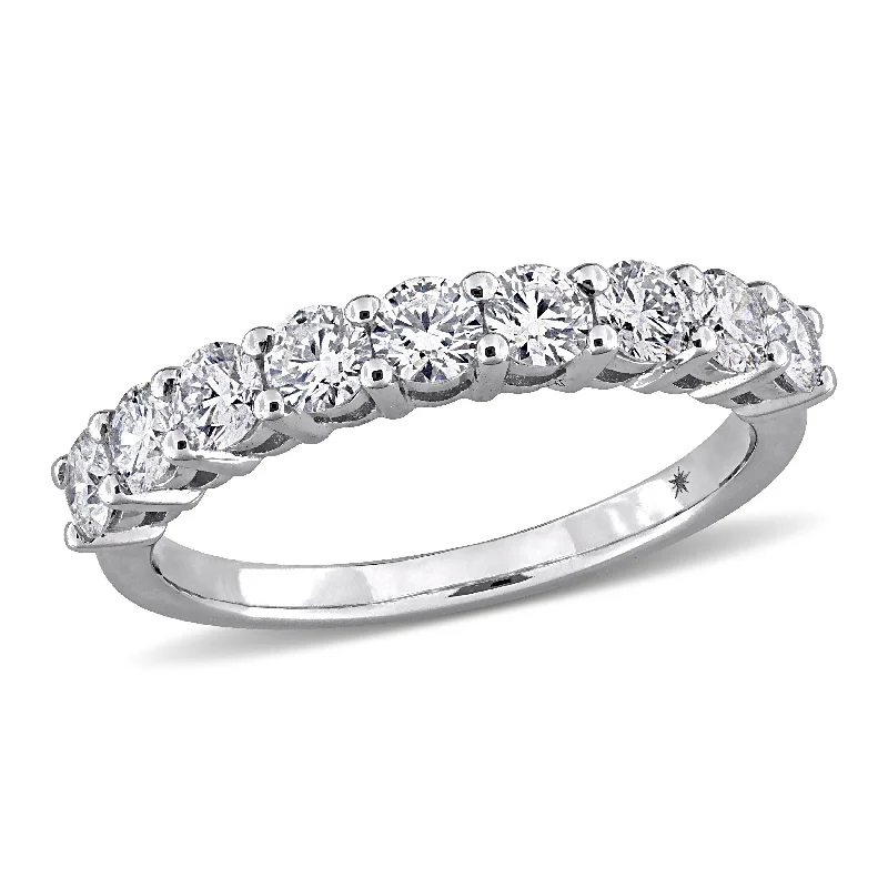 fashionable diamond rings for women -Created Forever 1ct TW Lab-Grown Diamond Semi-Eternity Anniversary Band in 10k White Gold