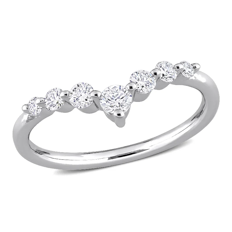 trendy bracelets for women’s fashion -Created Forever 3/8ct TW Lab-Grown Diamond Chevron Ring in Platinum Silver