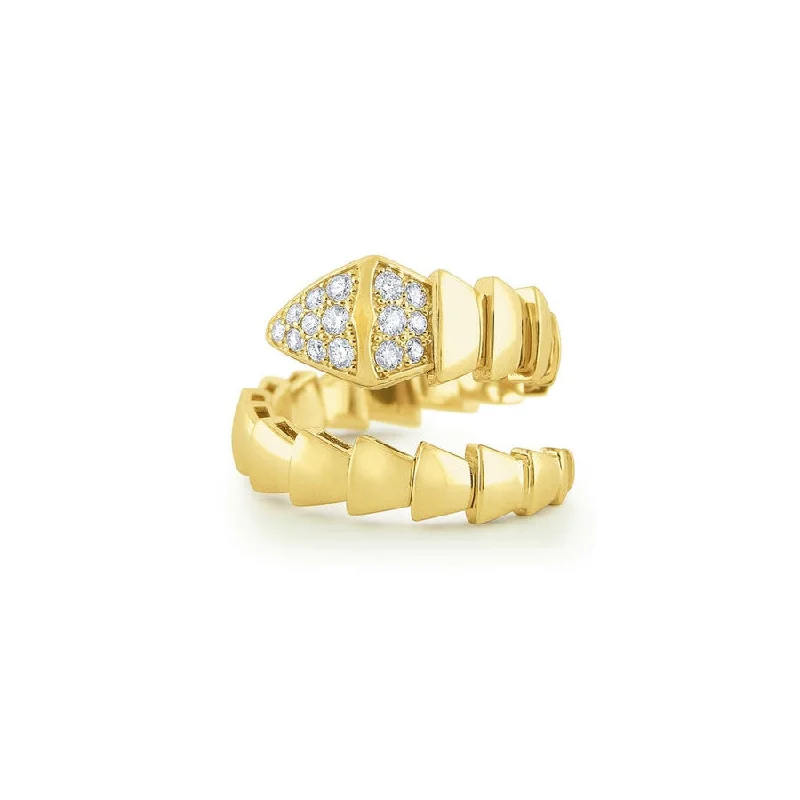 affordable pearl earrings for women -KC Designs 14K Yellow Gold and Diamond Snake Ring