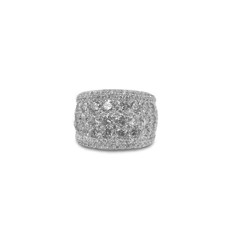 elegant cocktail rings for women -LaViano Fashion 5.07 Carat 14K White Gold Diamond Thick Ring