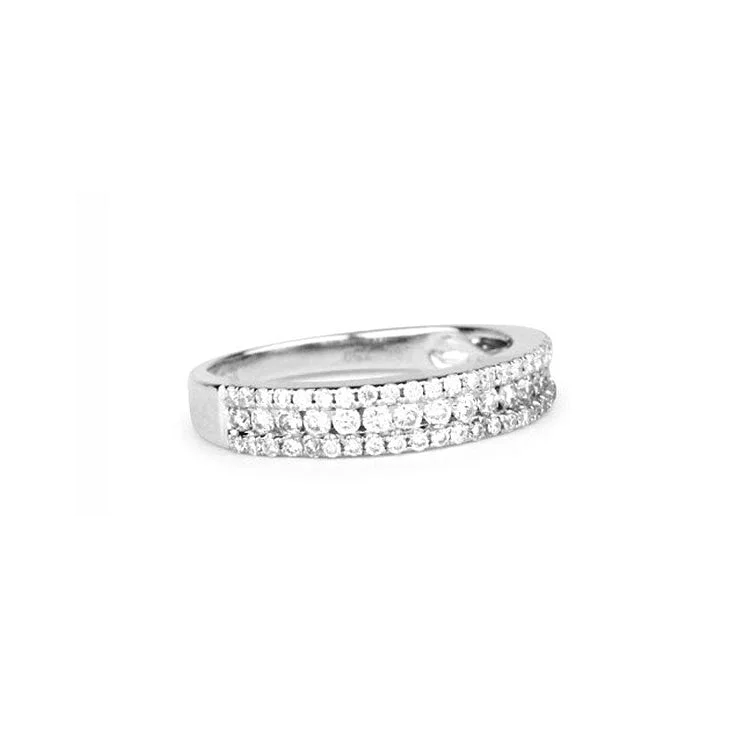 best jewelry for special occasions -LaViano Fashion .68 Carats 14K White Gold Diamond Triple Wedding  Band