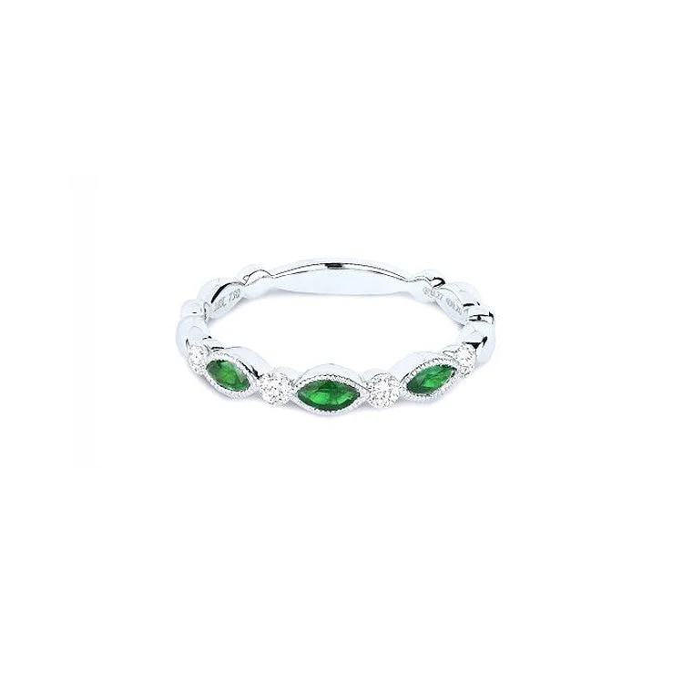 best jewelry for bridesmaids -LaViano Fashion 14K White Gold Emerald Diamond Eternity Wedding Band